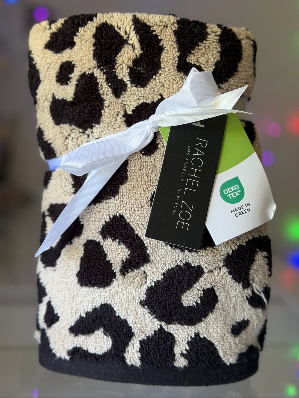 Rachel Zoe Leopard Cheetah Print 100% Cotton bathroom hand wash cloth towel Set - Picture 3 of 5